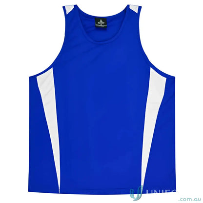Kids Eureka Singlet blue and white athletic tank top made with comfy fabric for sports