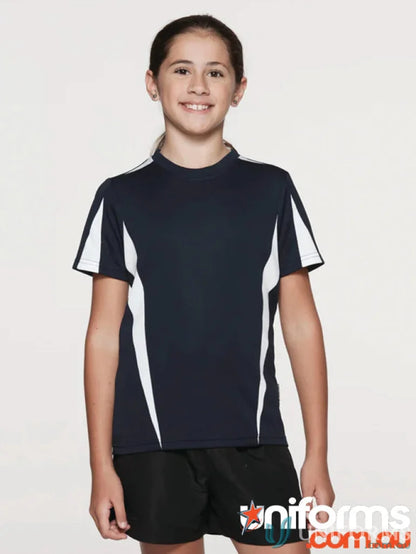 Kids Eureka T-shirt with navy white fabric perfect for uniforms or casual workwear