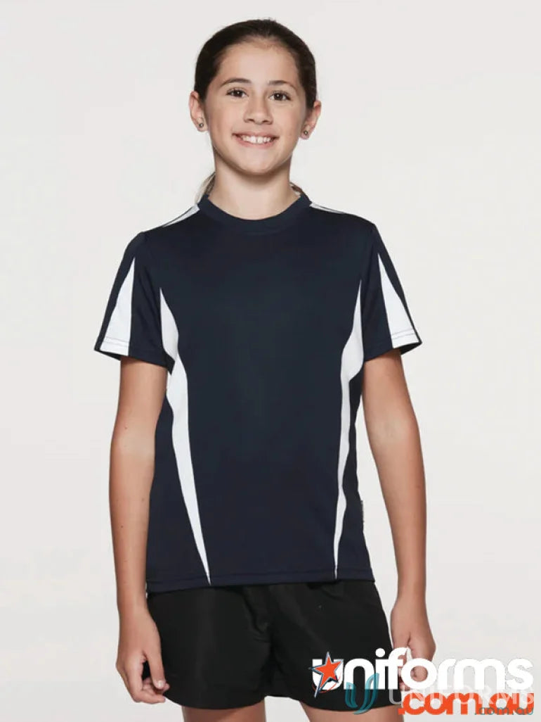 Kids Eureka T-shirt with navy white fabric perfect for uniforms or casual workwear