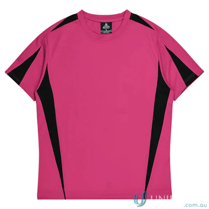 Kids Eureka T-shirt in pink and black athletic fabric, perfect for uniforms or workwear