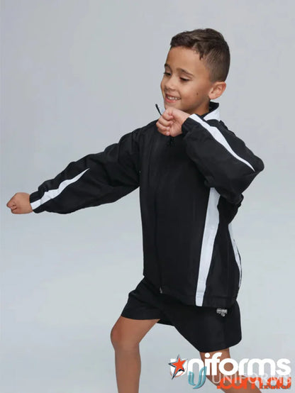Kids Eureka Track Jacket in black and white tracksuit perfect for sports uniforms