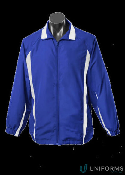 Kids Eureka Track Jacket in blue and white, perfect for sports uniforms or casual wear