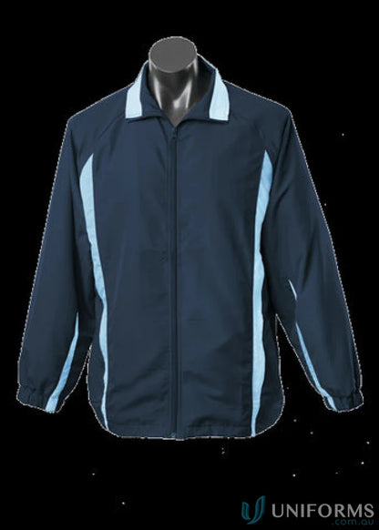 Navy and light blue Kids Eureka Track Jacket perfect for sports uniforms and kids huddy wear