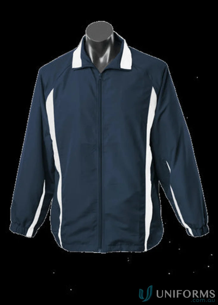 Kids Eureka Track Jacket in navy and white, perfect for sports uniforms or casual wear