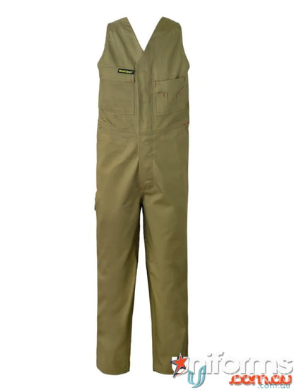 Kids Full Colour Roughall with khaki work overalls, perfect kids workwear for outdoor school activities with phone pouch