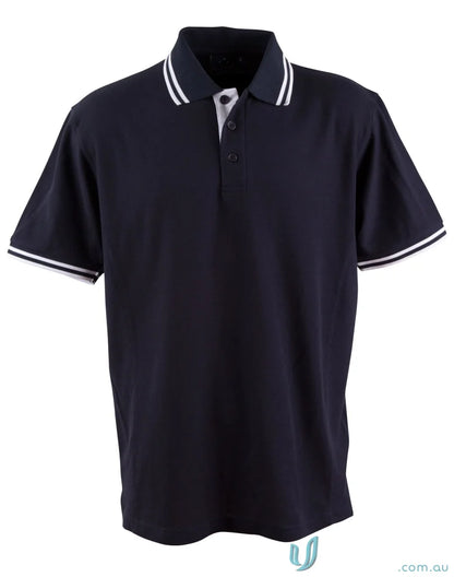Kids Grace Polo navy pique short sleeve shirt with white trim, perfect sleeve polo PS65K