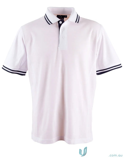 Kids Grace Polo white pique short sleeve shirt with navy trim, perfect for kids