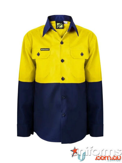 Kids HiVis LS Shirt with two-tone design, perfect for workcraft kids hivis safety