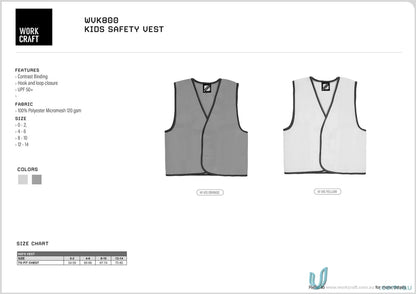 Kids HiVis Safety Vest product info for outdoor education and workcraft kids hivis use