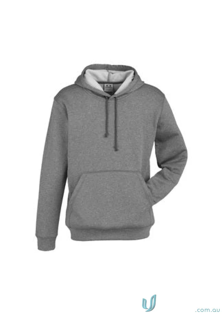Kids Hyper Hoodie in heather gray with white lined hood and dark gray drawstrings