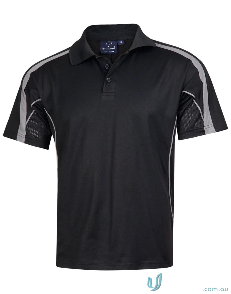 Kids Legend Polo black and gray short-sleeved jersey showcasing Legend Truedry fashion