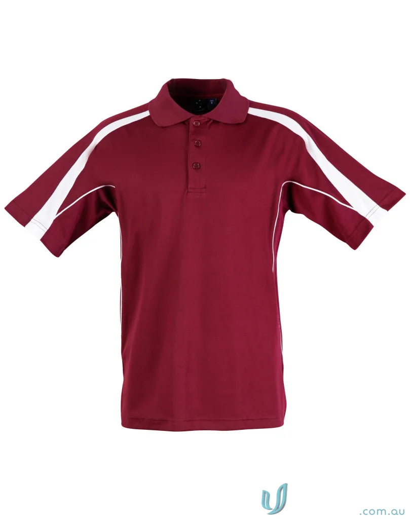 Kids Legend Polo maroon shirt with white accents, perfect for legend truedry fashion