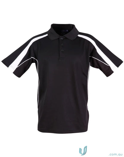 Kids Legend Polo Black polo shirt with white accents, perfect for Legend Truedry fashion