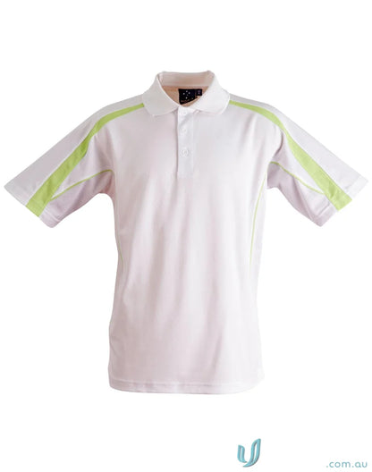Kids Legend Polo white polo with green accents, PS53K Legend Truedry fashion shirt