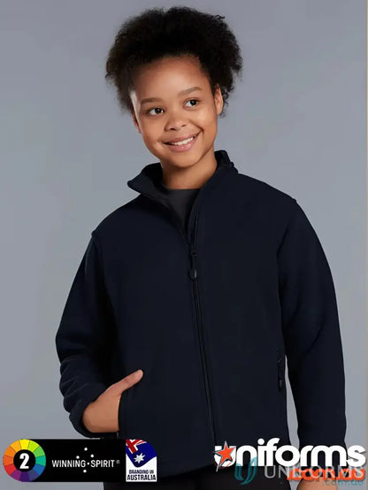 Kids Micro Bonded Polar Fleece Jacket in navy, cozy bonded polar fleece for warmth