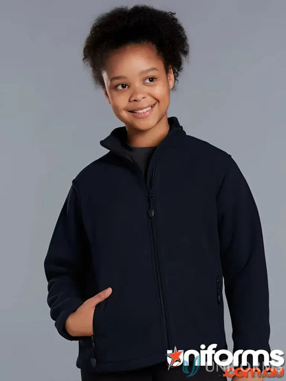 Kids Micro Bonded Polar Fleece Jacket in navy blue, cozy bonded polar fleece for kids