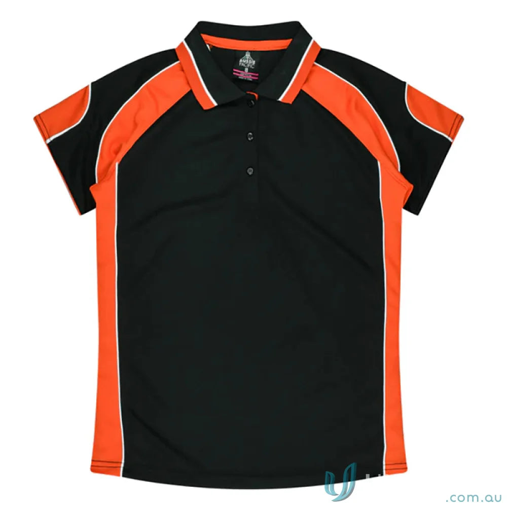 Kids Murray Polo in black and orange featuring classic style and comfy fit