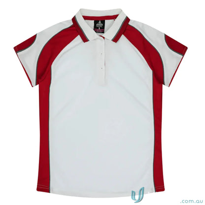 Kids Murray Polo in white and red short-sleeved style for boys or girls