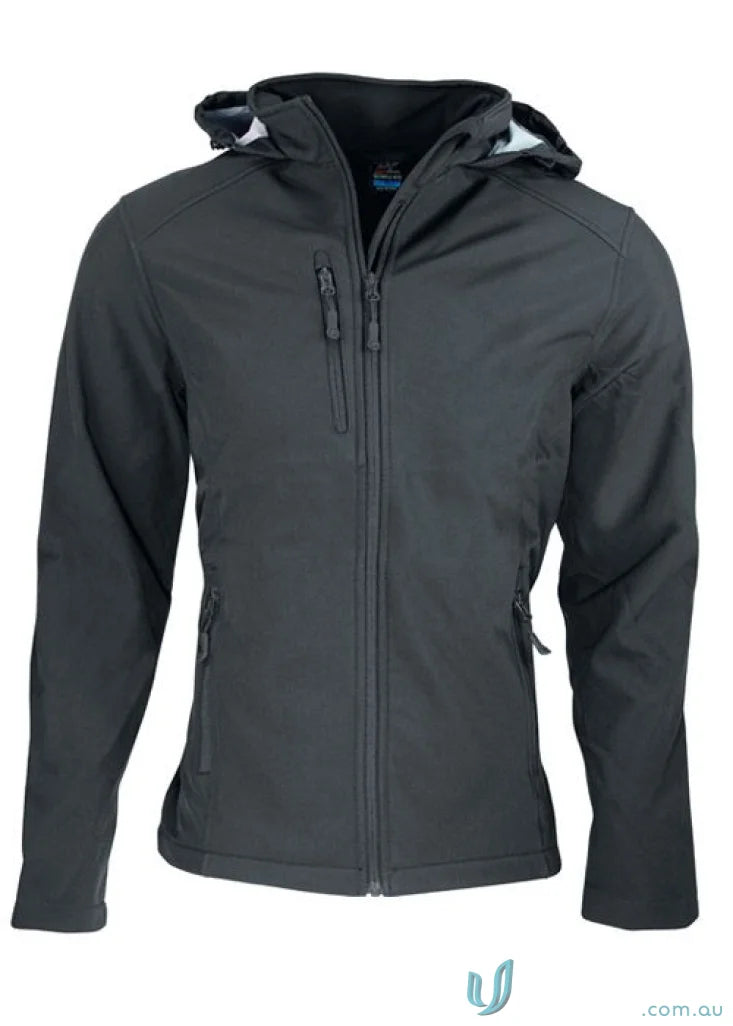 Kids Olympus Jacket black hooded softshell with zip, perfect for uniforms or workwear