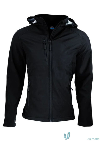 Kids Olympus Jacket with black hooded softshell, perfect for uniforms or workwear zip