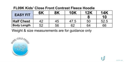 Kids Passion Fleece Hoodie size chart for clubs needing warm kids passion fleece hoodies