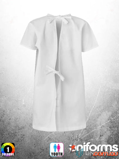 White kids patient gown for pediatric clinics from medi8 kids patient line