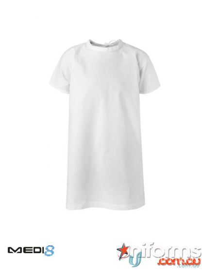 White short-sleeved T-shirt for Kids Patient Gown, perfect for Pediatric Clinics