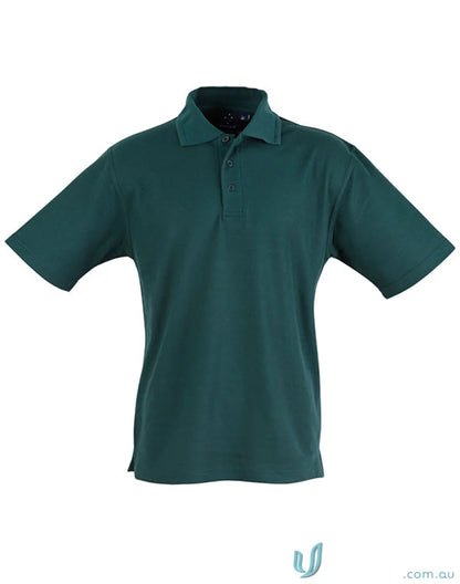Green kids polo shirt in premium kids polo poly-cotton pique knit fabric