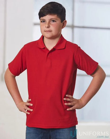 Kids polo shirt in red made of premium kids polo poly-cotton pique knit for comfy style