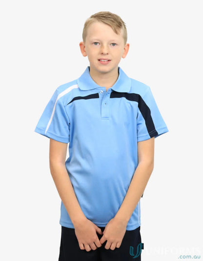 Kids Planett Polo boy’s blue and black shirt with cooldry moisture management tech