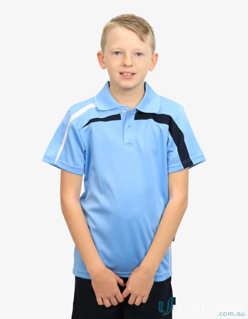 Kids Planett Polo boy’s blue and black shirt with cooldry moisture management tech
