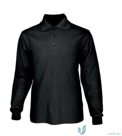 Kids poly face cotton long-sleeved polo shirt with three buttons for boys and girls