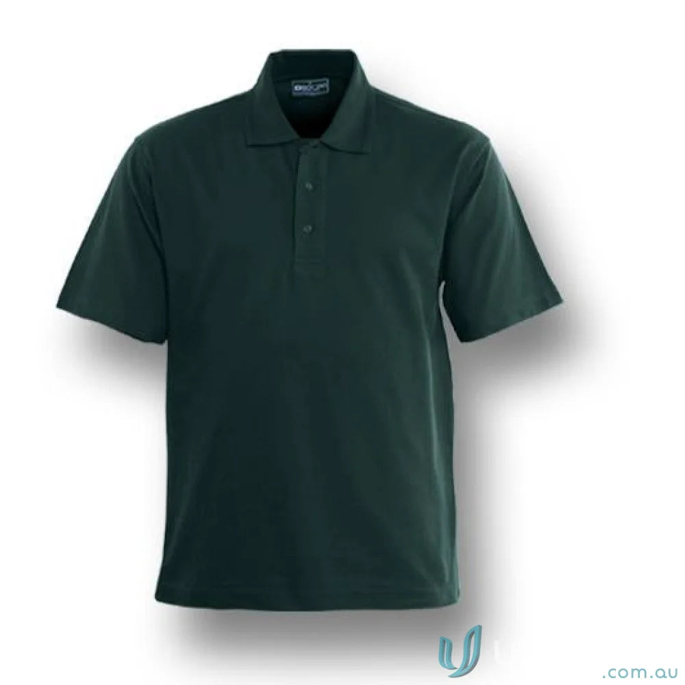 Kids poly face cotton short-sleeved polo shirt in dark green with three buttons