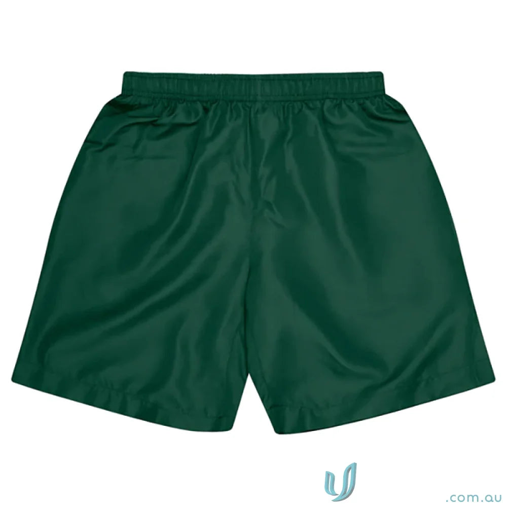 Kids Pongee Shorts in green made from lightweight fabric, perfect for uniforms