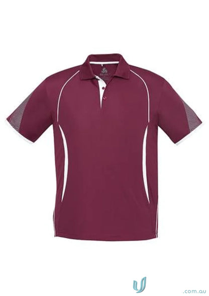 Kids Razor Polo maroon polo shirt with white accents from Biz Collection Kids