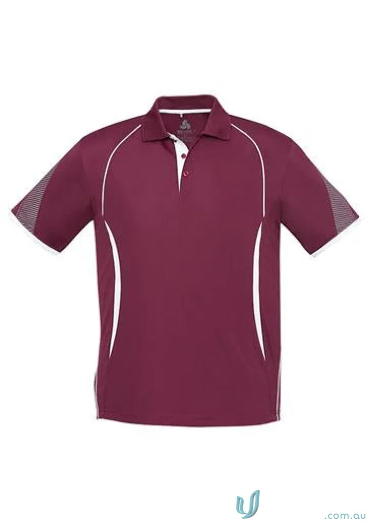 Kids Razor Polo maroon polo shirt with white accents from Biz Collection Kids