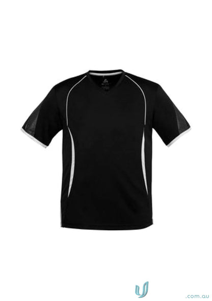 Kids Razor Tee black athletic t-shirt with white trim from t406ks Biz Collection featuring biz cool™ polyester