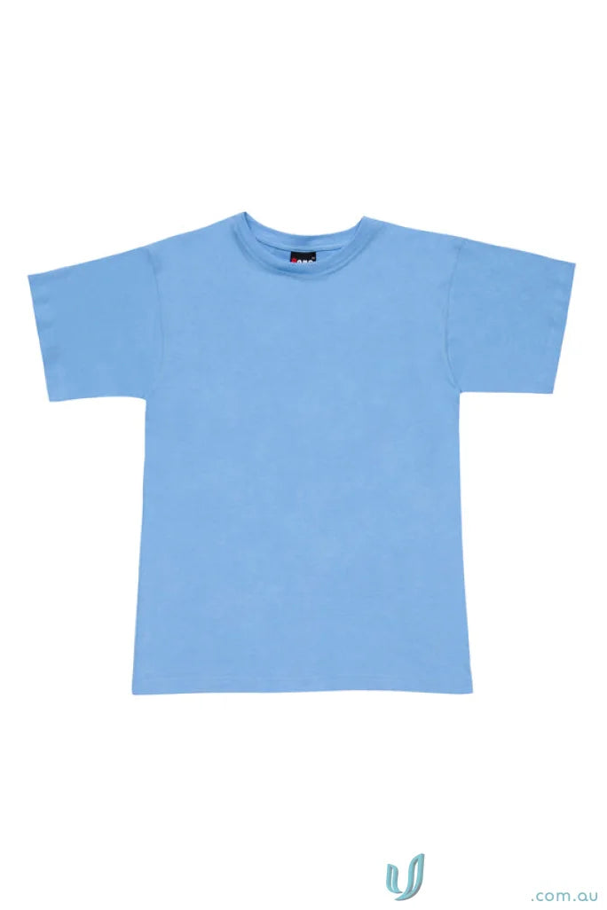 Light blue kids regular T-Shirt perfect for uniforms or casual wear, check sizing guide