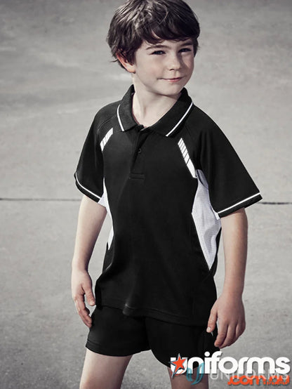 Kids Renegade Polo black and white athletic polo shirt and shorts for boys