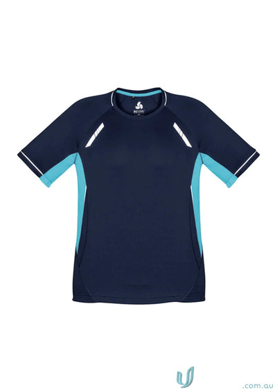 Kids Renegade Tee navy and turquoise short-sleeved athletic shirt for school uniforms
