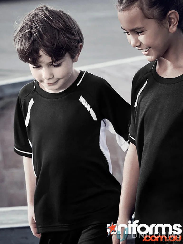 Black and white athletic shirts for Kids Renegade Tee, perfect for school uniforms