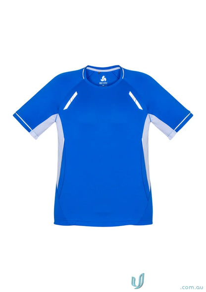 Kids Renegade Tee featuring a blue and white short-sleeved athletic shirt perfect for school uniforms