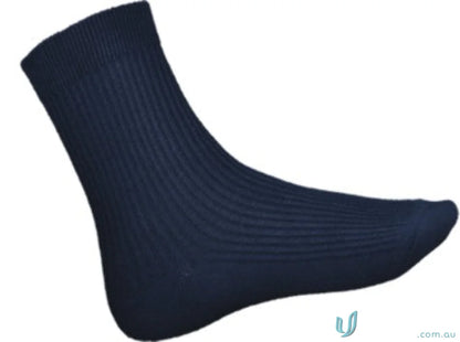 Dark blue ribbed ankle sock for kids school socks, perfect for kids school days
