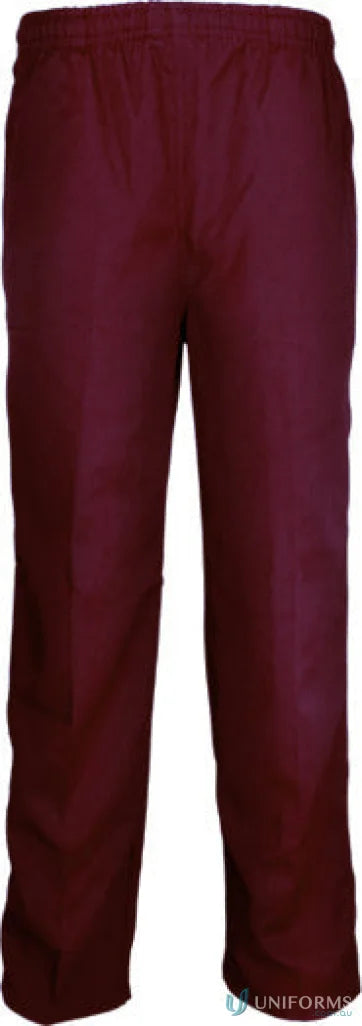 Kids school trousers in maroon, comfy pull-on casual pants for school days