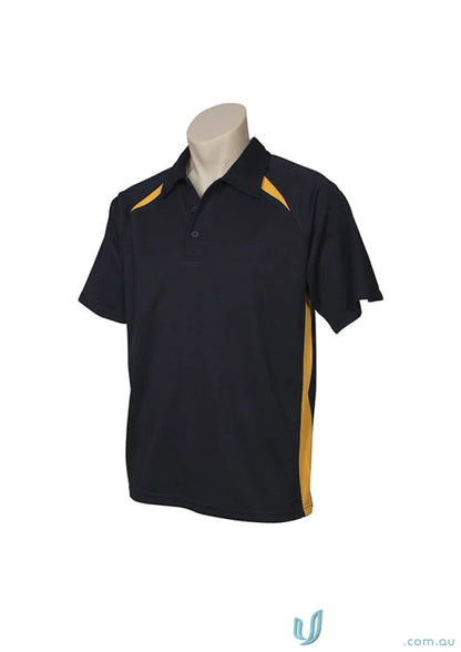 Kids Splice Polo with black and yellow contrast panels for kids sporty style