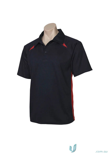 Kids Splice Polo with navy blue and red contrast panels for a stylish look