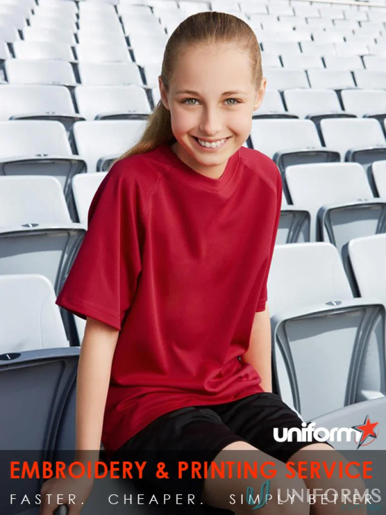 Red athletic t-shirt from Kids Sprint BizCool Tee in the Biz Collection Kids collection