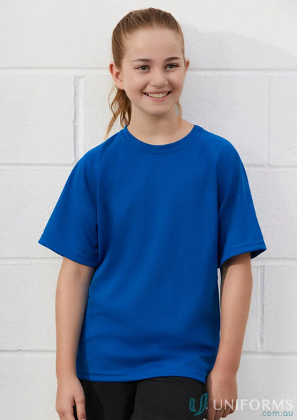 Blue short-sleeved kids sprint biz cool tee from the Kids Spring collection
