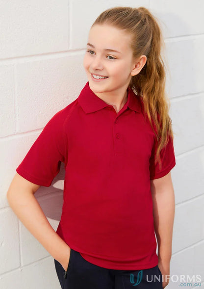 Red short-sleeved polo shirt from Kids Sprint Polo Biz Collection Kids Sprint Kids Bizcool