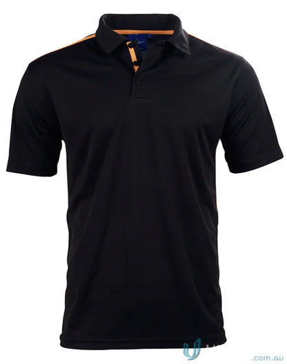 Kids Staten Rapid polo shirt with black color and orange contrast trim for kids